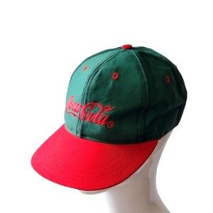 Coca Cola Script Embroidered Spell Out Logo Cap Stapback Trucker Hat Vtg